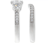 Diamonique Platinum Clad Asscher Bridal Ring Set, Size 6